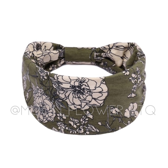Green Boho Floral Headband - Picture 2 of 11